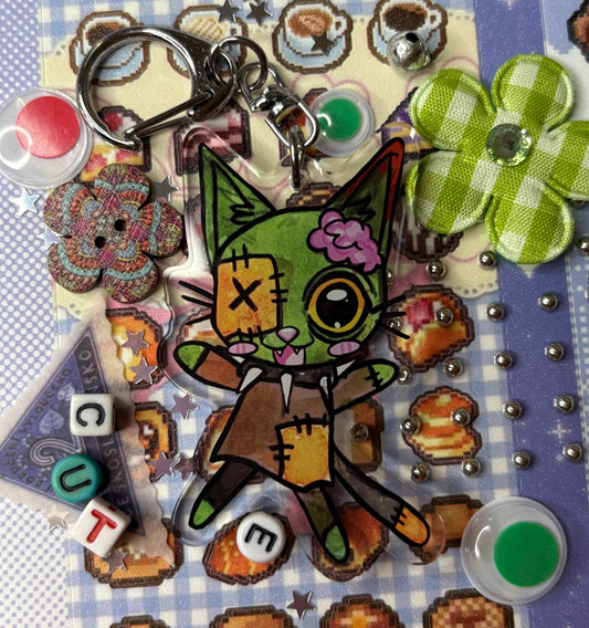 Zombie Cat Keychain