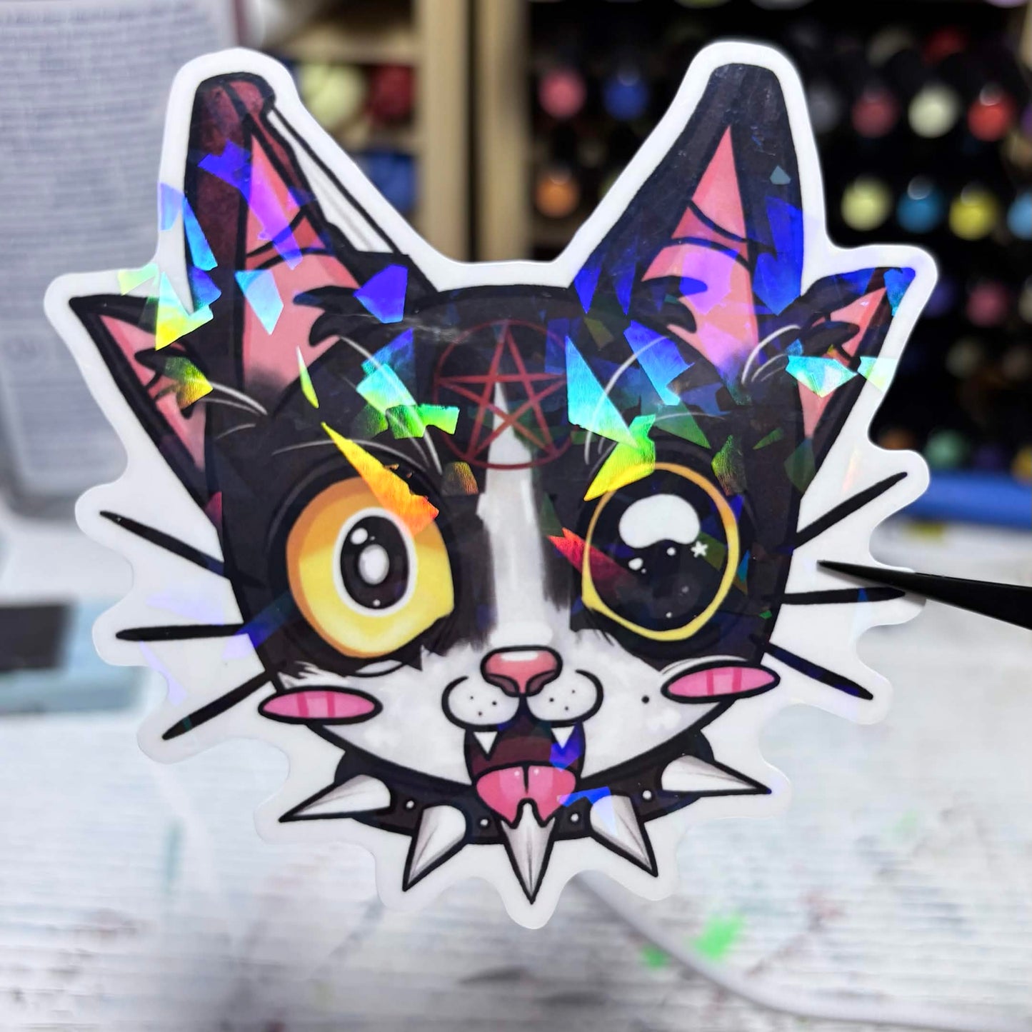 Broken Glass Cat Sticker