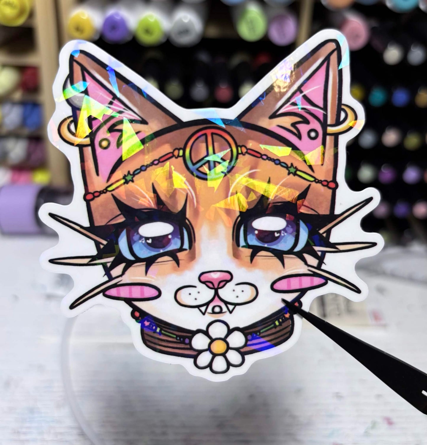 Broken Glass Cat Sticker